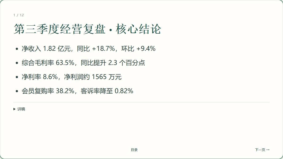 季度业务复盘